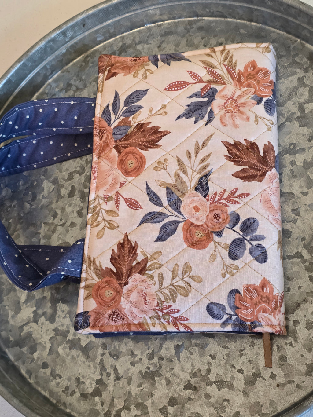 Deluxe Bible & Book Cover – Painted Floral | Neutral Blue Floral | Bible Cover | Devotional Cover