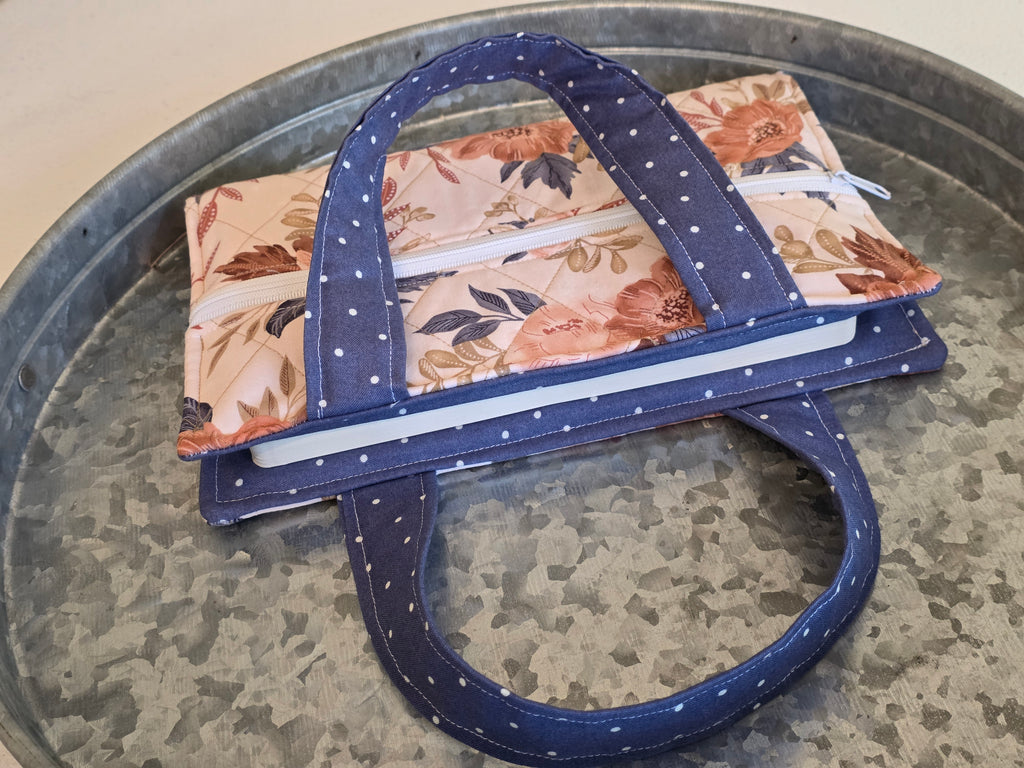 Deluxe Bible & Book Cover – Painted Floral | Neutral Blue Floral | Bible Cover | Devotional Cover