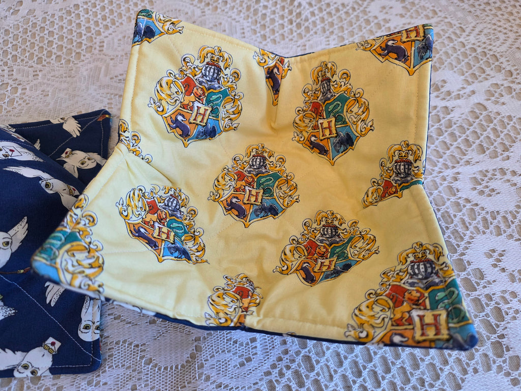 Harry Potter Bowl Cozies | Hogwarts | Hedwig | Reversible Bowl Cozies| Handmade Bowl Cozies