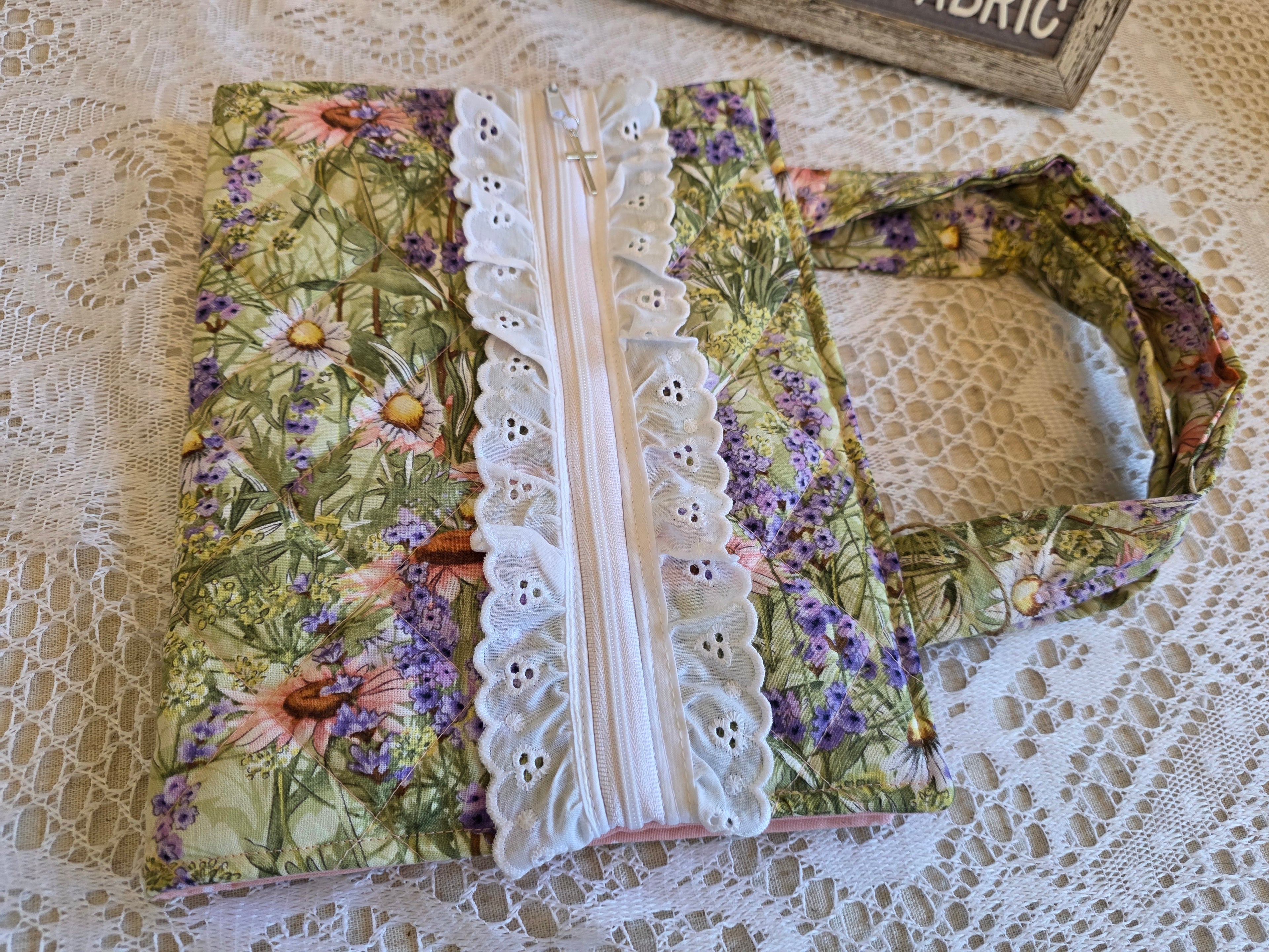 Deluxe Bible/Book Cover- Spring Floral Ruffle | Bible Cover | Devotional Cover