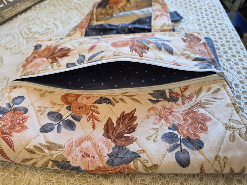 Deluxe Bible/Book Cover – Painted Floral | Neutral Blue Floral | Bible Cover | Devotional Cover