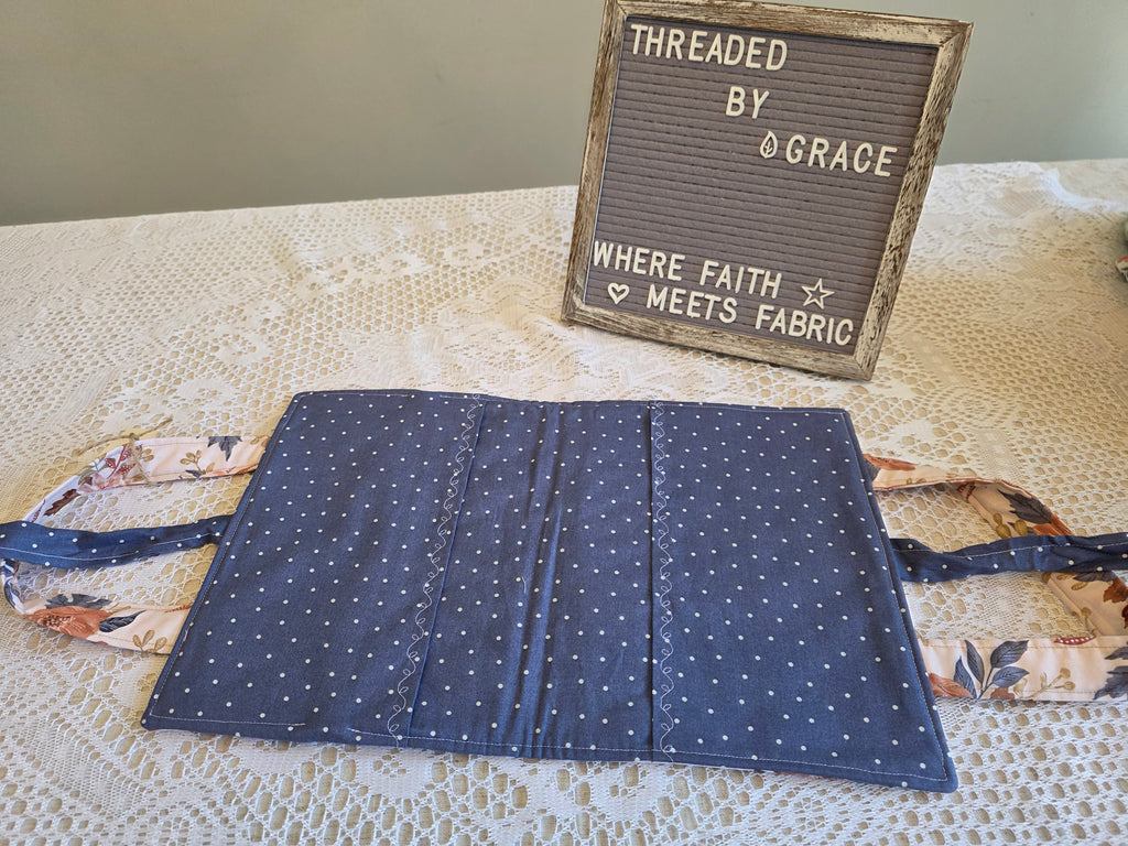 Deluxe Bible/Book Cover – Painted Floral | Neutral Blue Floral | Bible Cover | Devotional Cover