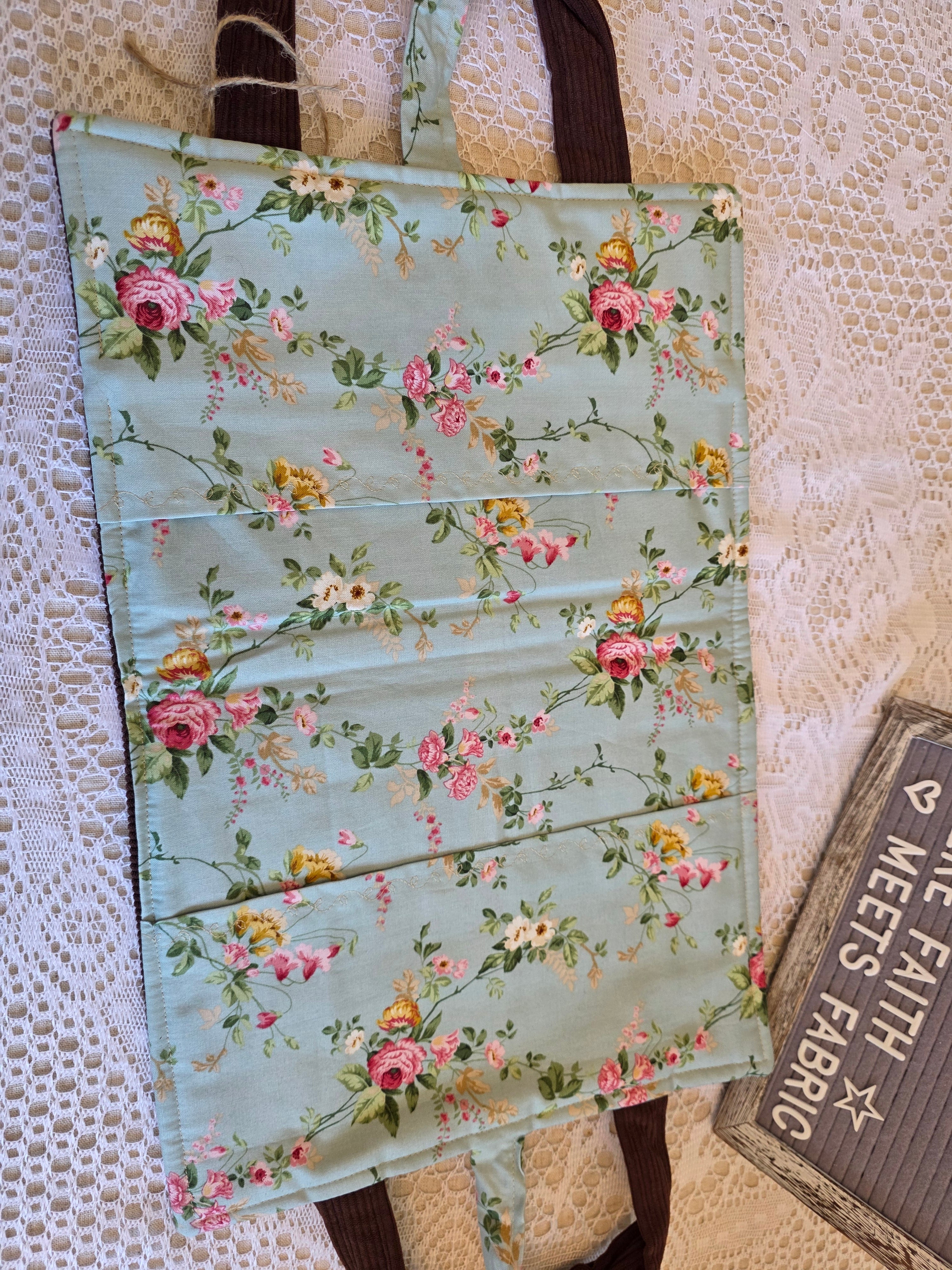 Deluxe Bible/Book Cover- Brown Corduroy & Floral | Bible Cover | Devotional Cover