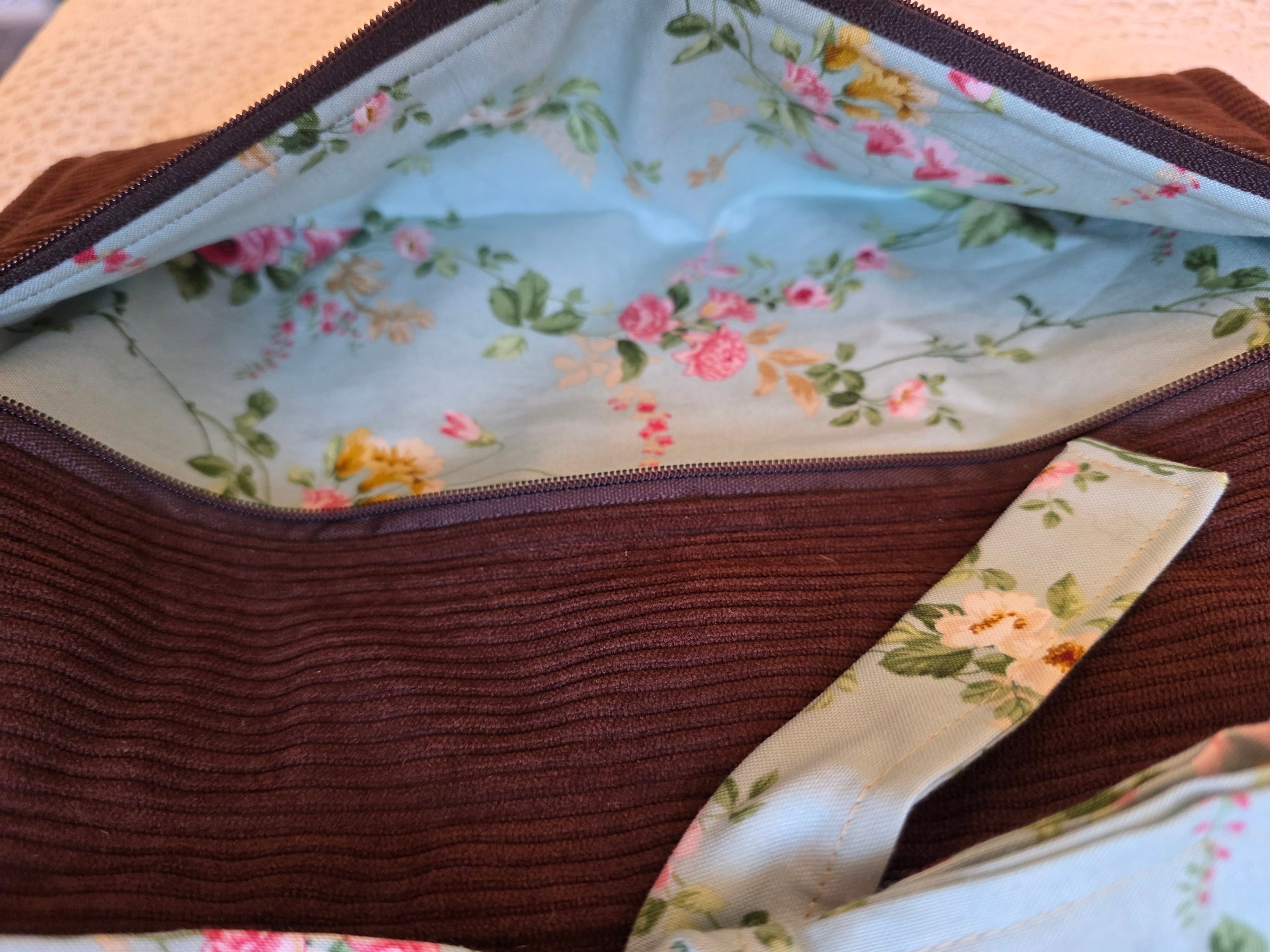 Deluxe Bible/Book Cover- Brown Corduroy & Floral | Bible Cover | Devotional Cover
