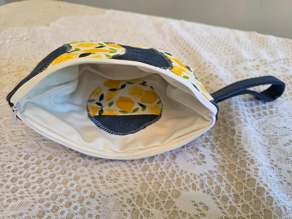 Lemon & Denim Patchwork Quilted Clutch Bag | Quilted Clutch Bag | Fashion Show 2026 | Festival Clutch Bag | Everyday Clutch Bag