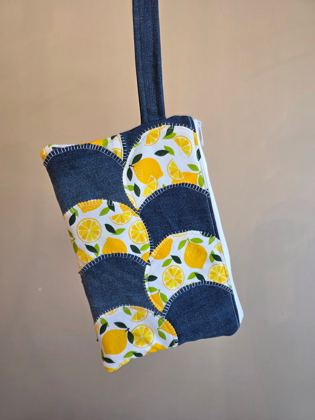 Lemon & Denim Patchwork Quilted Clutch Bag | Quilted Clutch Bag | Fashion Show 2026 | Festival Clutch Bag | Everyday Clutch Bag