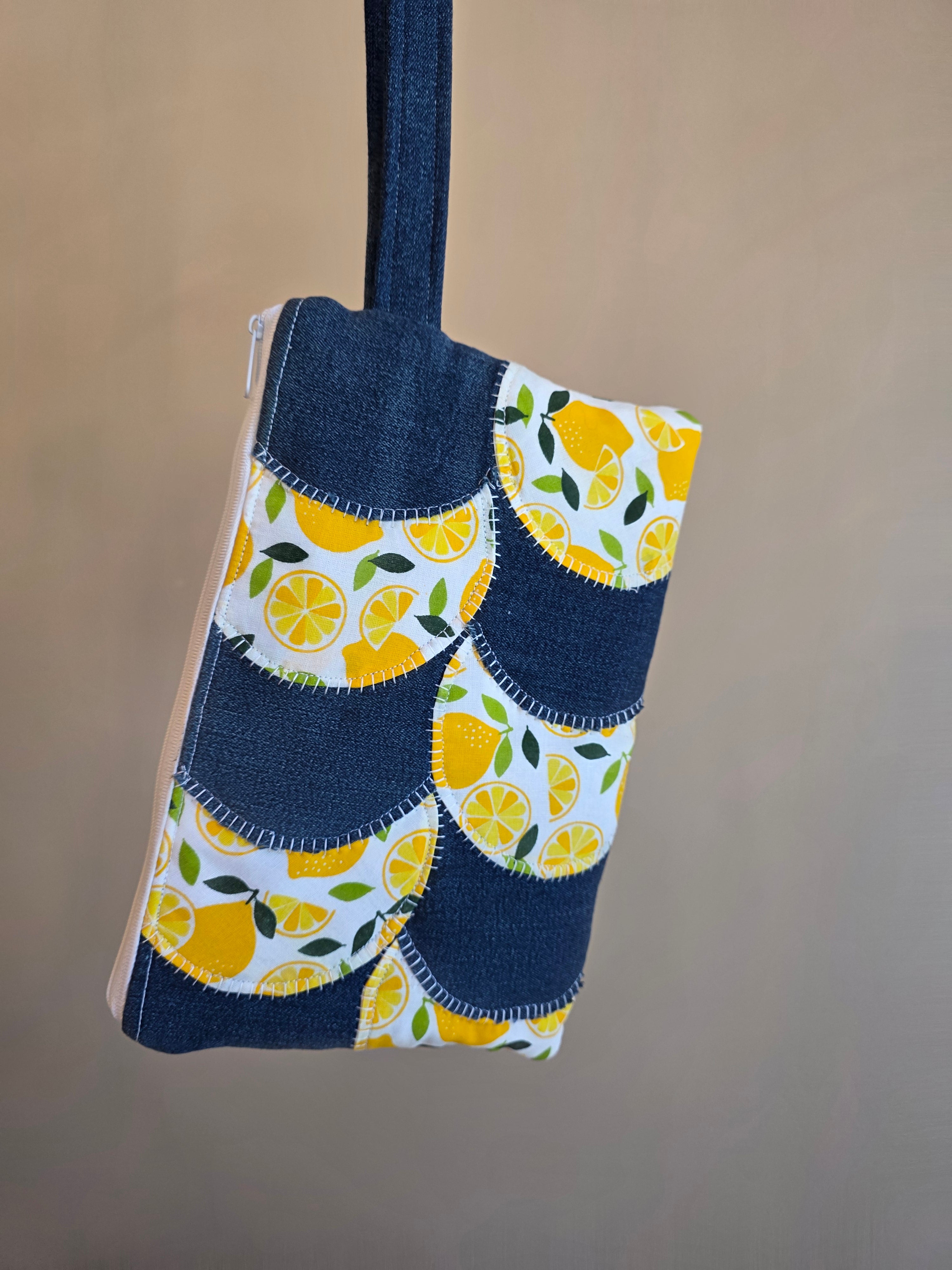 Lemon & Denim Patchwork Quilted Clutch Bag | Quilted Clutch Bag | Fashion Show 2026 | Festival Clutch Bag | Everyday Clutch Bag