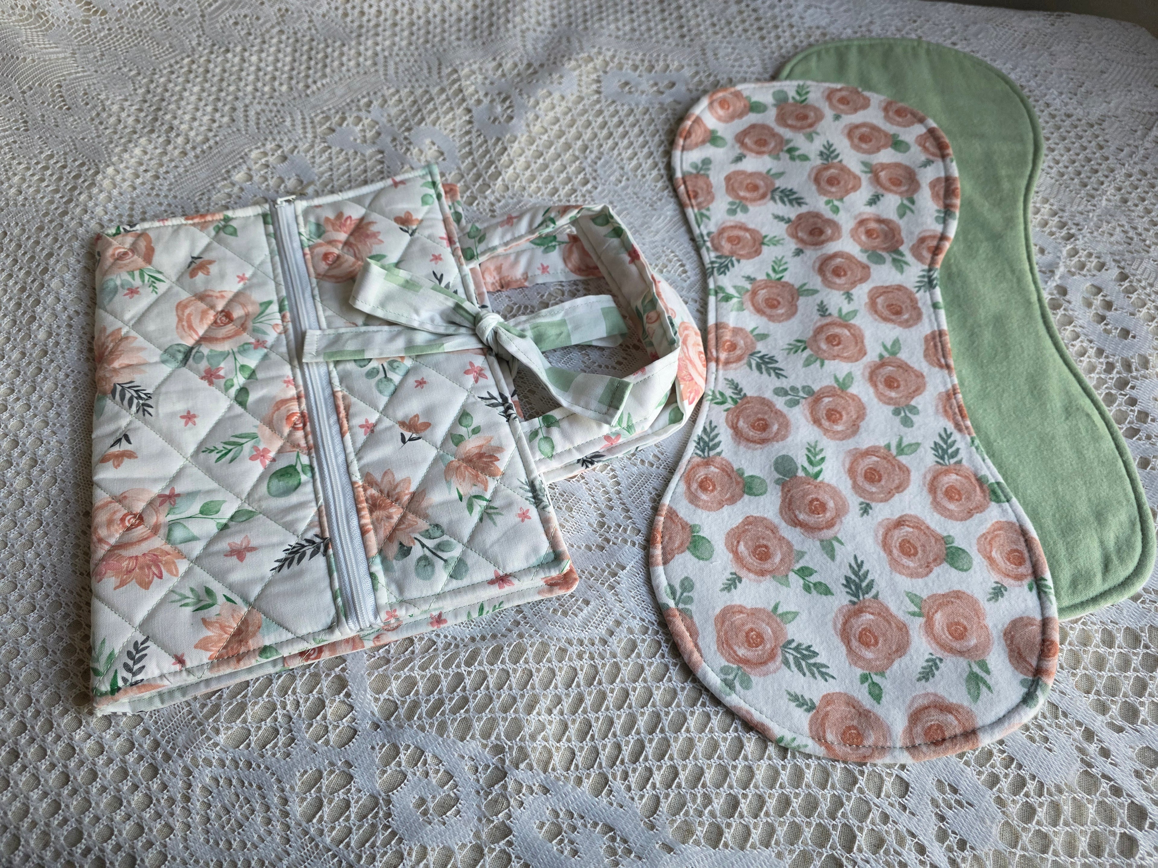 Pink Floral Mom Bundle | Pink Floral Bible Cover with Matching Burp Cloth | New Mom Gift | Mom Gift | Mother Gift