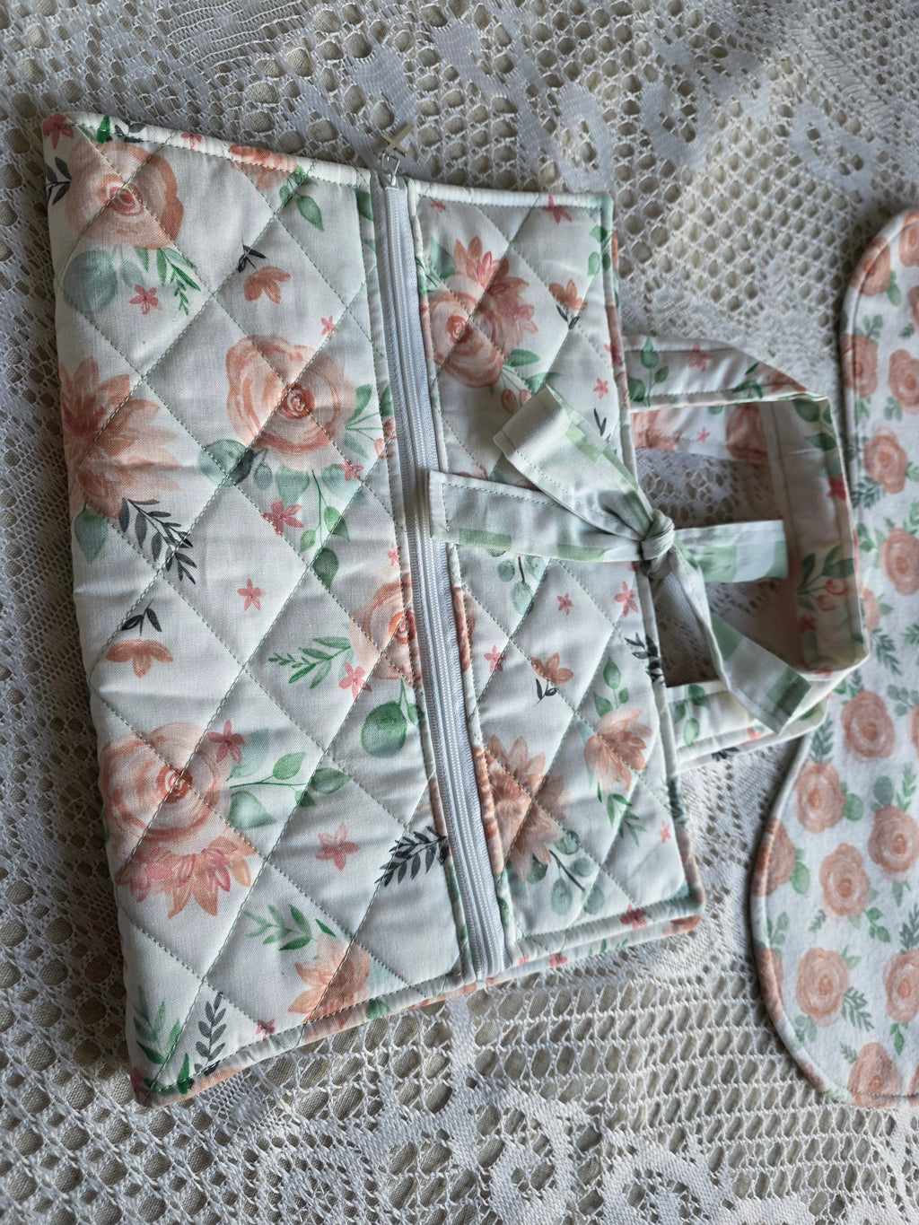 Pink Floral Mom Bundle | Pink Floral Bible Cover with Matching Burp Cloth | New Mom Gift | Mom Gift | Mother Gift