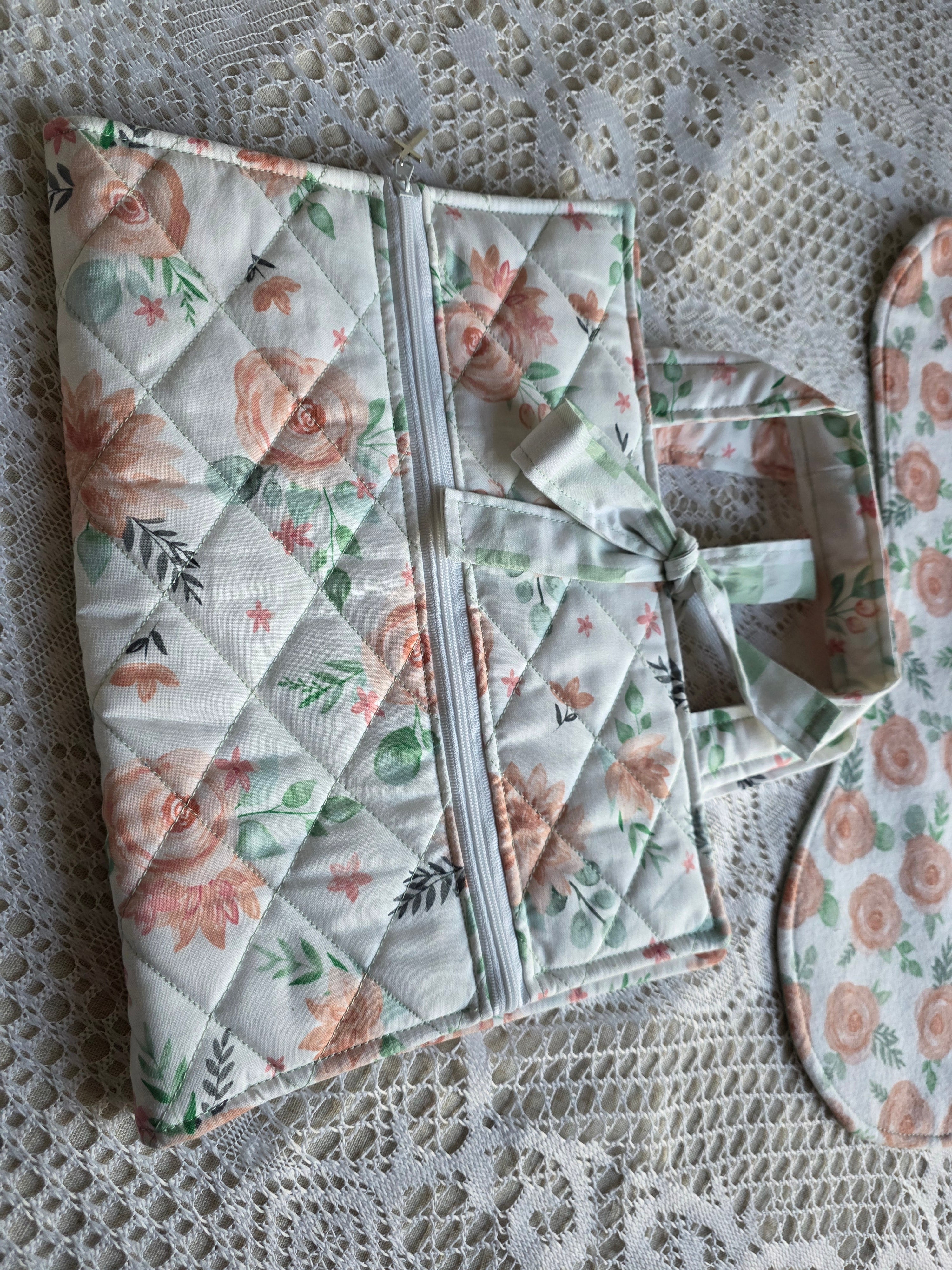 Pink Floral Mom Bundle | Pink Floral Bible Cover with Matching Burp Cloth | New Mom Gift | Mom Gift | Mother Gift