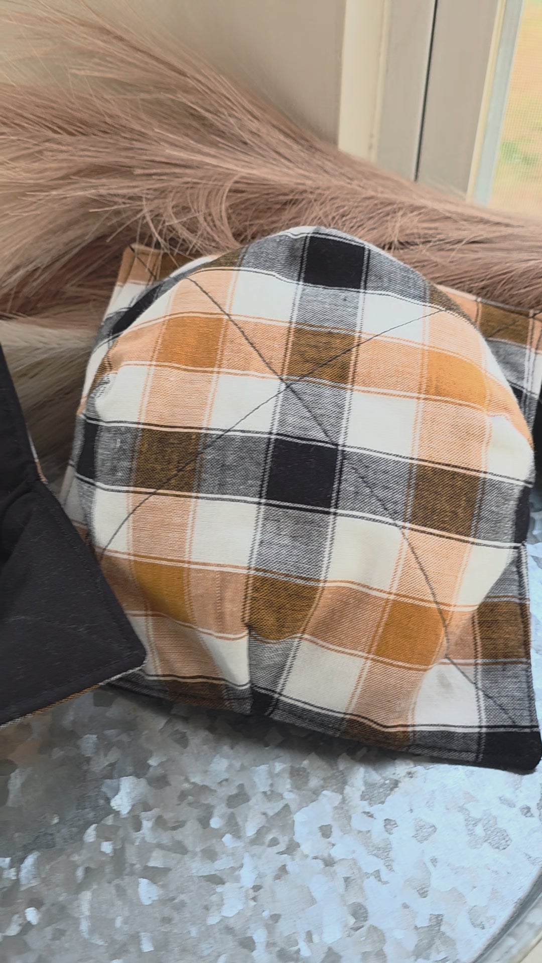 Neutral Buffalo Check Bowl Cozies| Set of 2| Reversible Bowl Cozies| Handmade Bowl Cozies