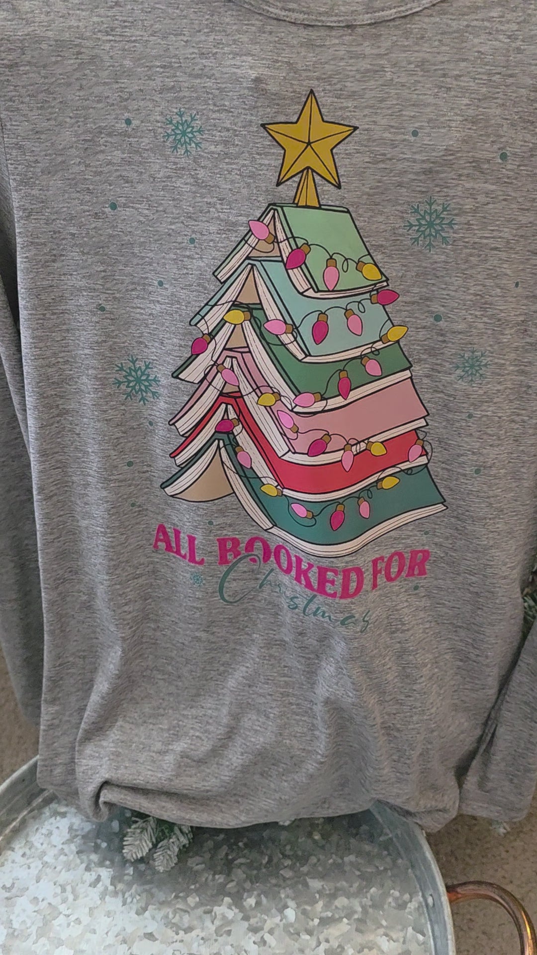 All Booked for Christmas Long-Sleeved Shirt | Christmas Apparel | Bookish Christmas Shirt | Bibliophile Gifts