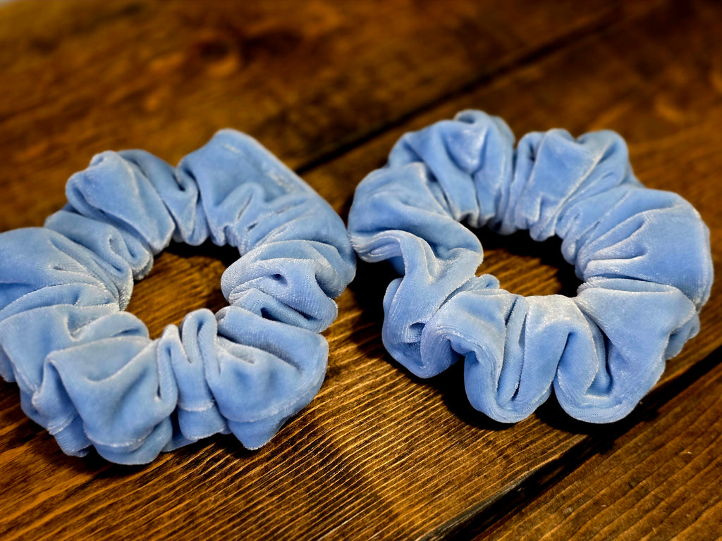 Velvet Scrunchies | Caramel Velvet Scrunchie | Blush Velvet Scrunchie | Ivory Velvet Scrunchie | Powder Blue Velvet Scrunchie