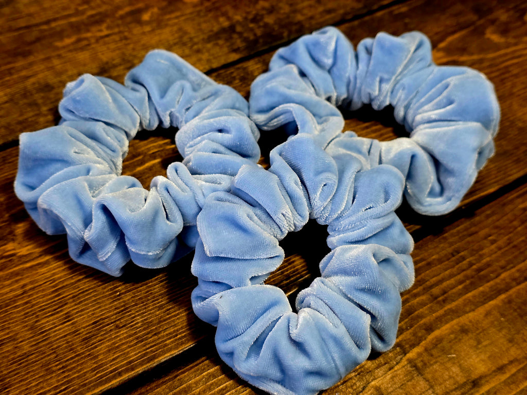 Velvet Scrunchies | Caramel Velvet Scrunchie | Blush Velvet Scrunchie | Ivory Velvet Scrunchie | Powder Blue Velvet Scrunchie