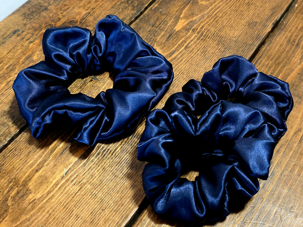 Satin Scrunchies | Midnight Blue Satin Scrunchie
