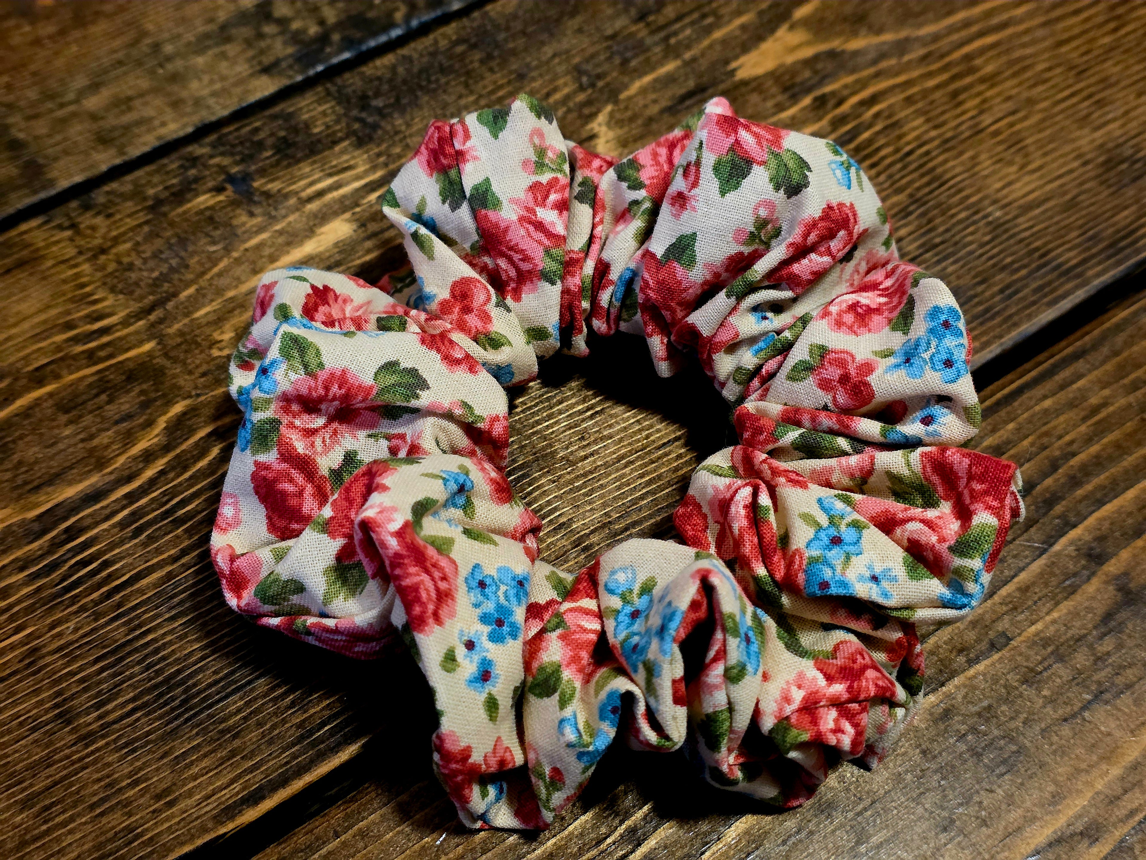 Vintage Cotton Scrunchie | Cotton Floral Scrunchie | Vintage Floral Scrunchie| Bohemian Scrunchie