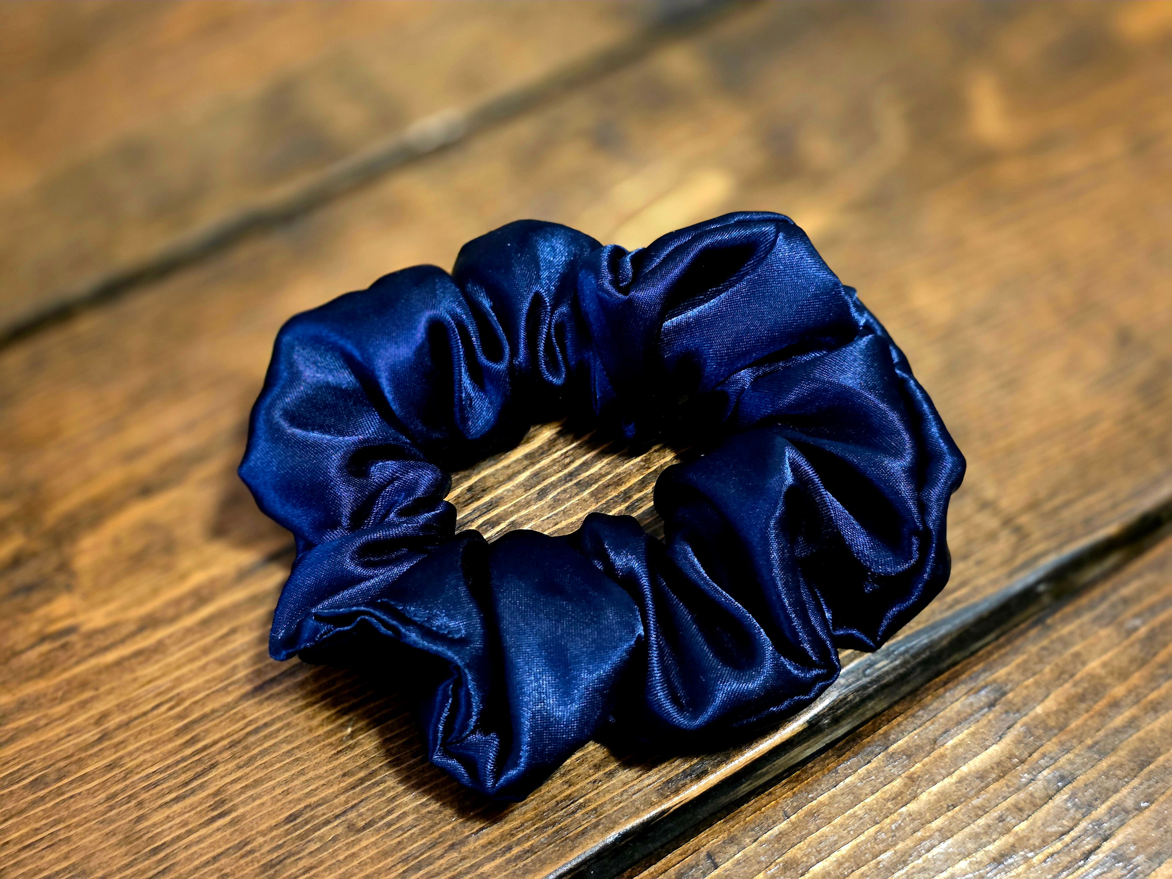 Satin Scrunchies | Midnight Blue Satin Scrunchie