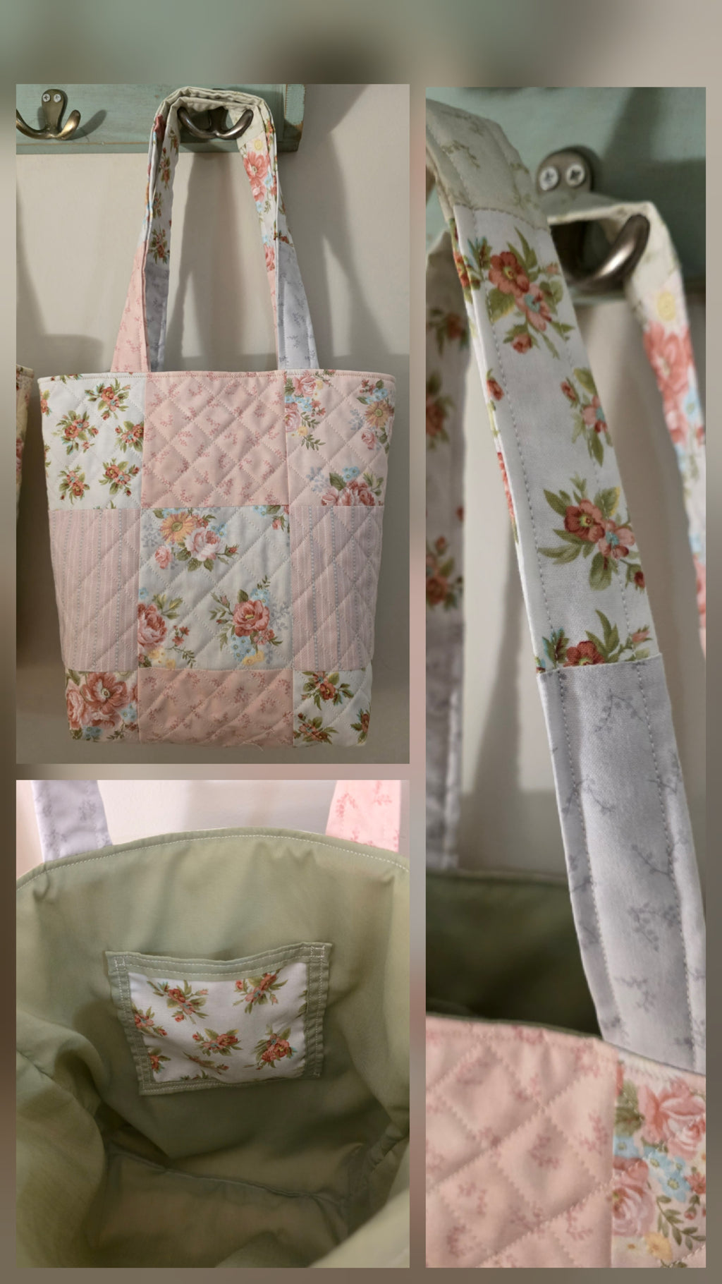 Shabby Chic Patchwork Quilted Tote Bag | Quilted Tote Bag | Library Bag | Shabby Chic Tote Bag | Everyday Tote Bag