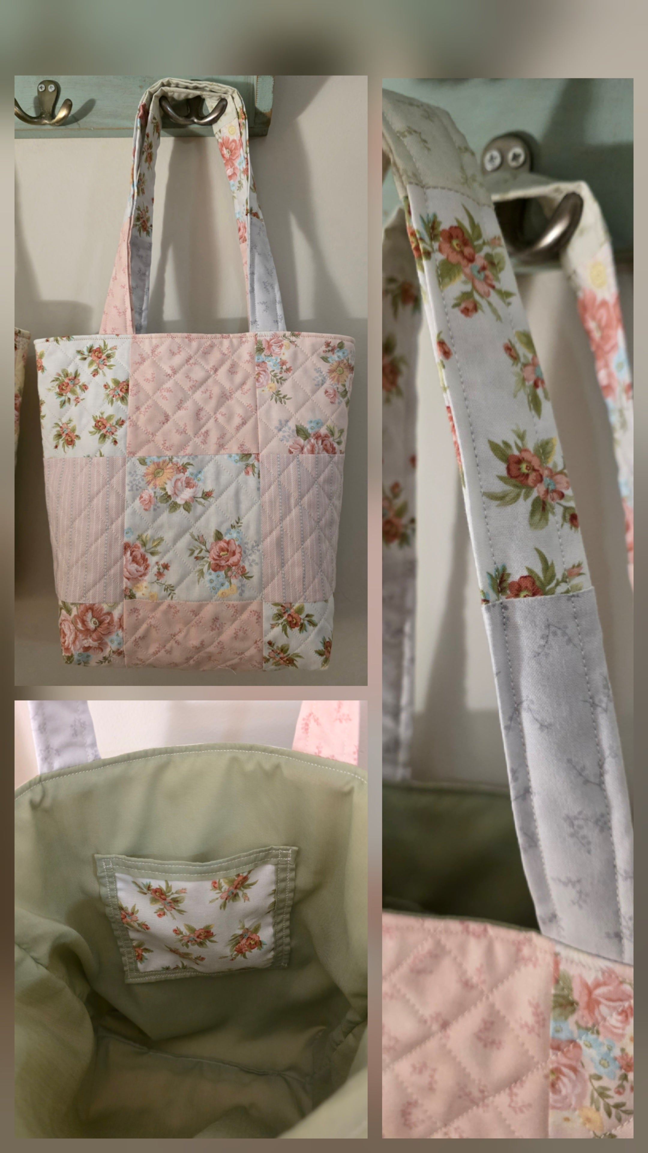 Shabby Chic Patchwork Quilted Tote Bag | Quilted Tote Bag | Library Bag | Shabby Chic Tote Bag | Everyday Tote Bag