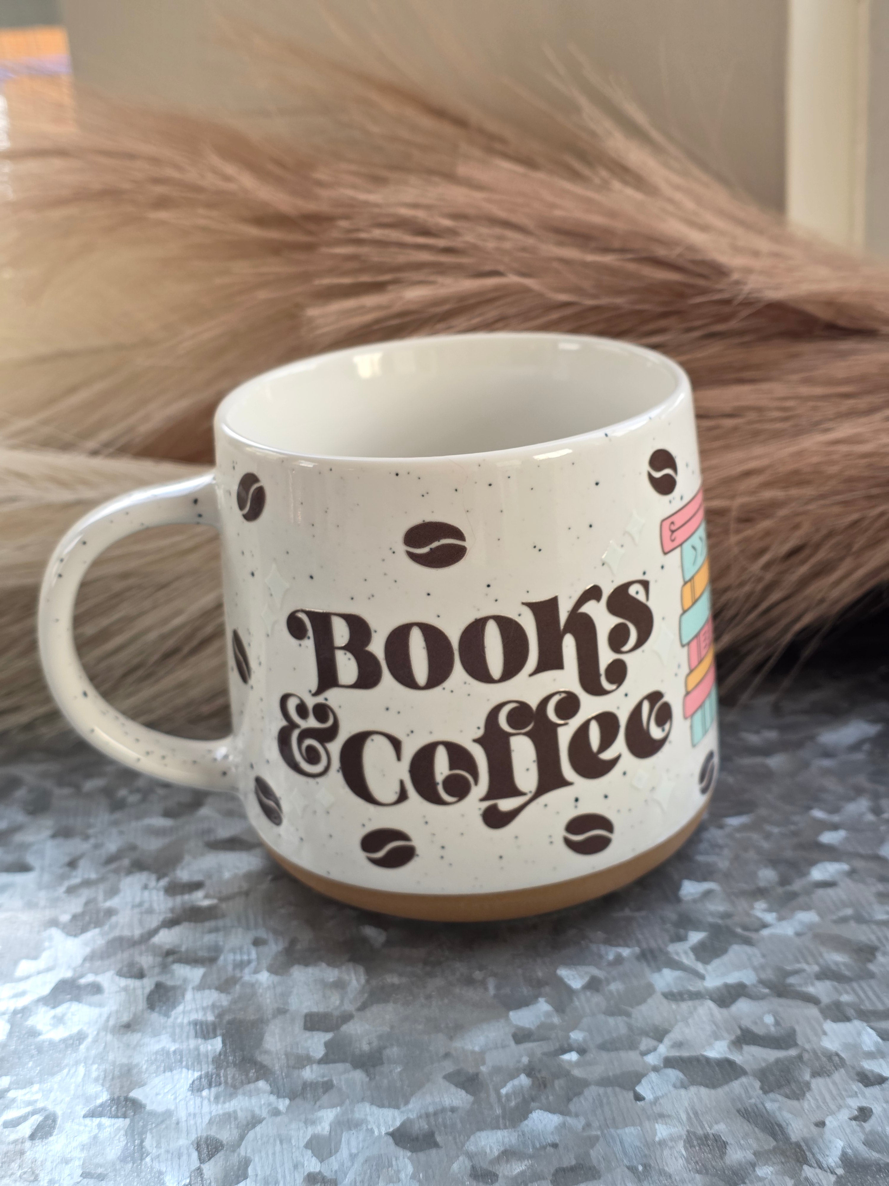Books & Coffee Ceramic Mug | 17 Oz Ceramic Mug | Bookish Coffee Mug | Bookish Gifts