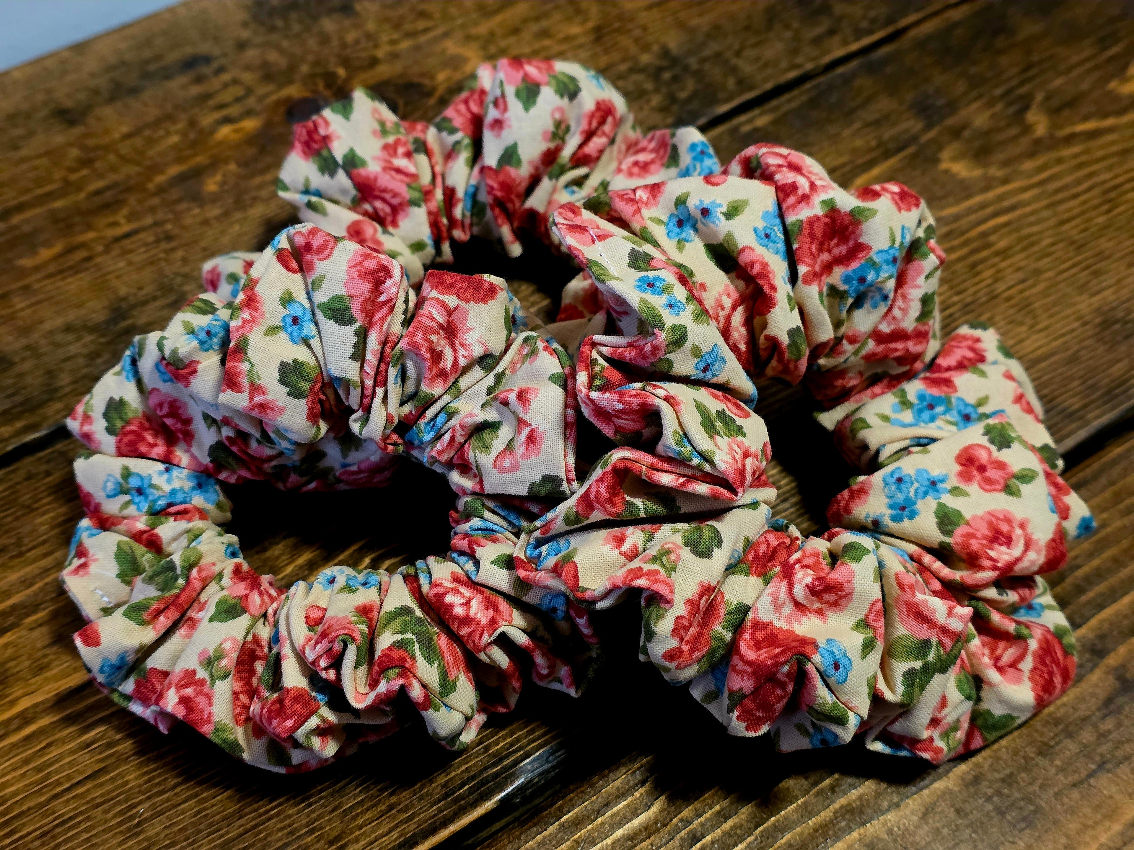 Vintage Cotton Scrunchie | Cotton Floral Scrunchie | Vintage Floral Scrunchie| Bohemian Scrunchie