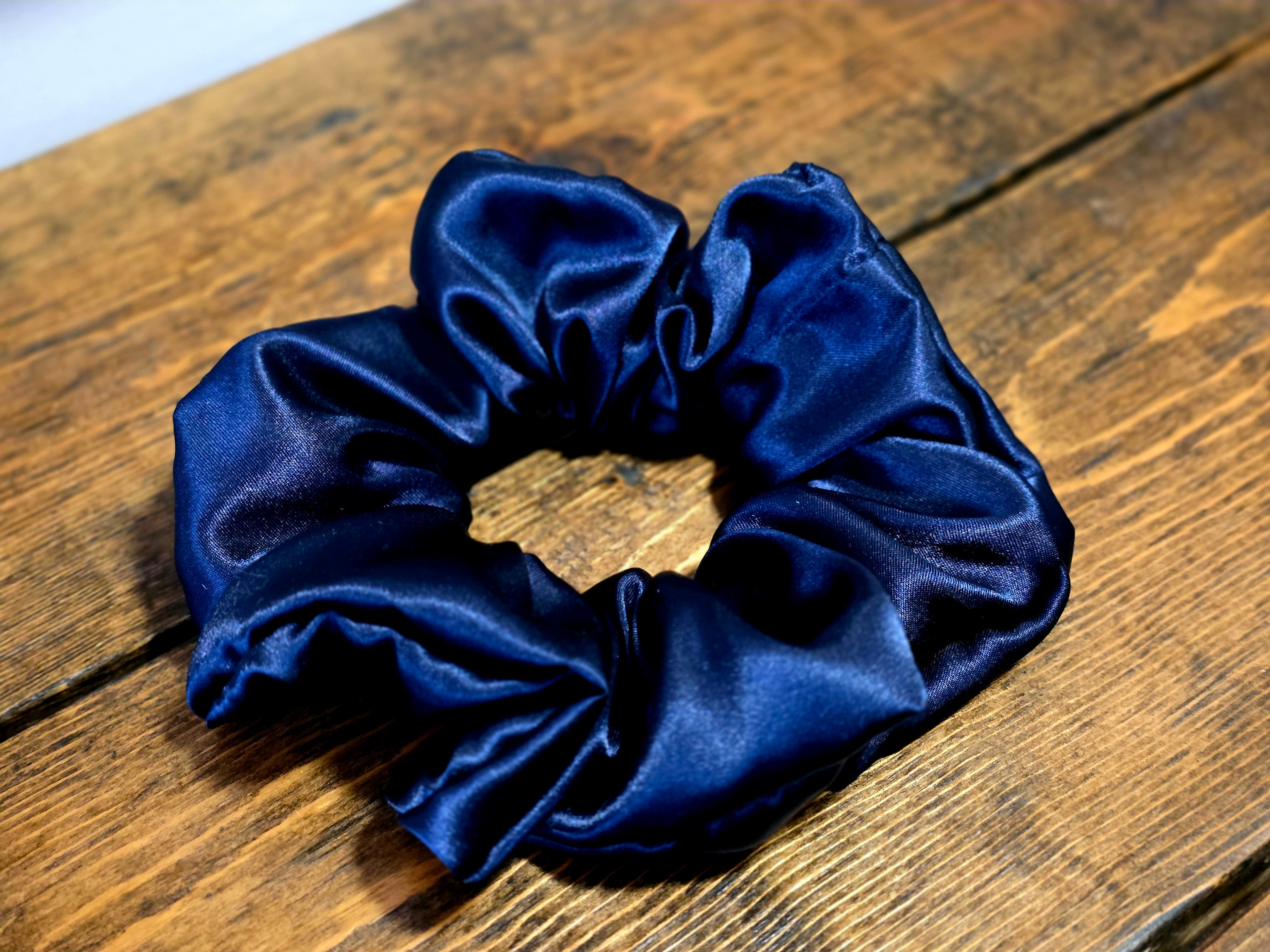 Satin Scrunchies | Midnight Blue Satin Scrunchie